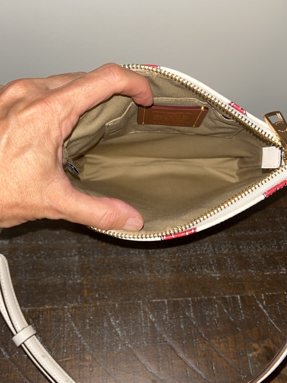 Coach Strawberry Print Crossbody Bag - Cream/Red - Picture 5 of 5